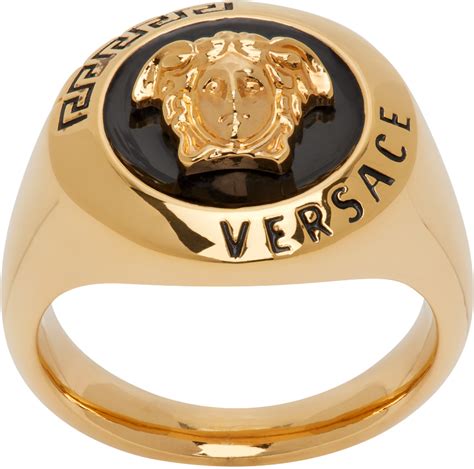 versace gold and black ring|Versace ring real gold.